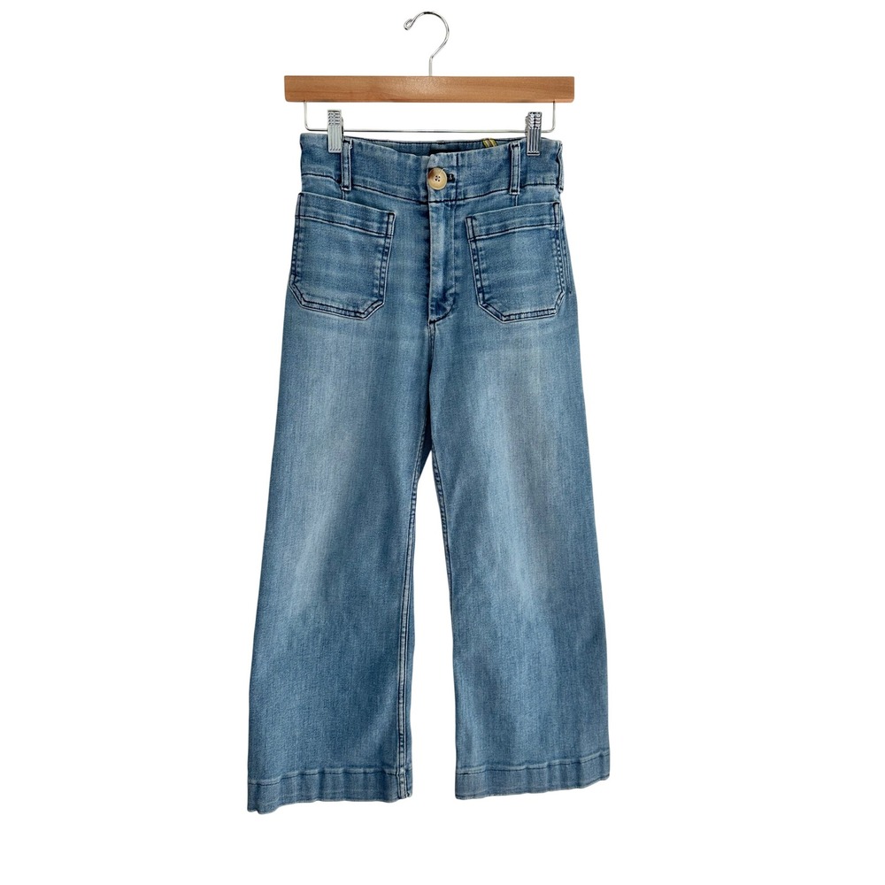 Maeve Anthropologie The Colette Wide Leg Crop Jeans Light Wash Blue 26